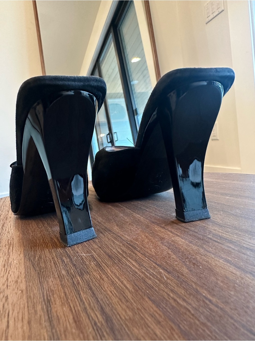 Chanel Black Suede Mary-Jane Pointed-Toe Mules - Picture 7 of 9
